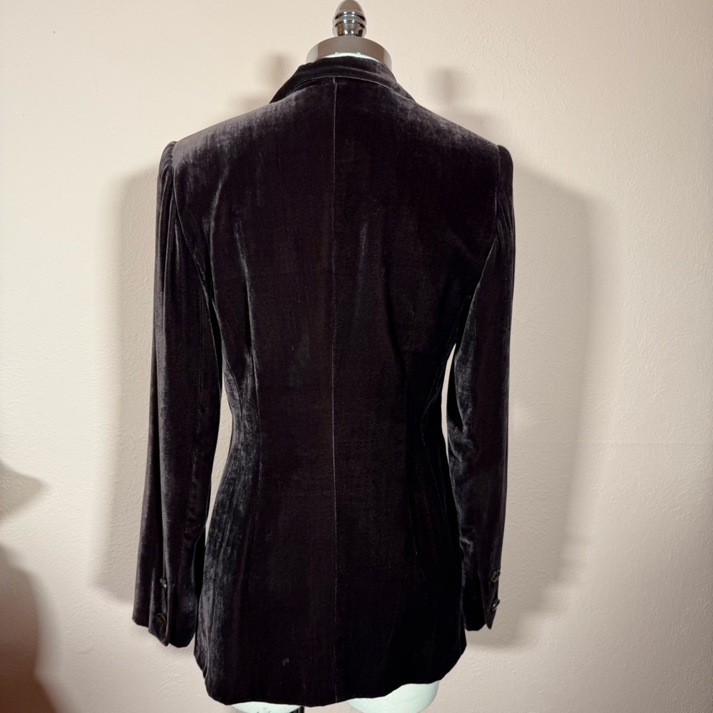 Vintage 1990’s Art deco purple grey silk velvet oversized luxury formal blazer - Picture 4 of 17